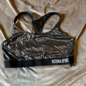 Metallic Victoria’s Secret sport bra. Size. XL. Gently used condition